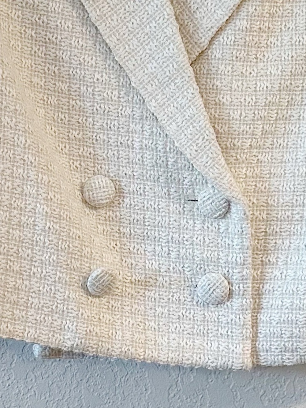 Avec Les Filles Ivory White Boycle Tweet Double Breasted Blazer Medium - Picture 5 of 12